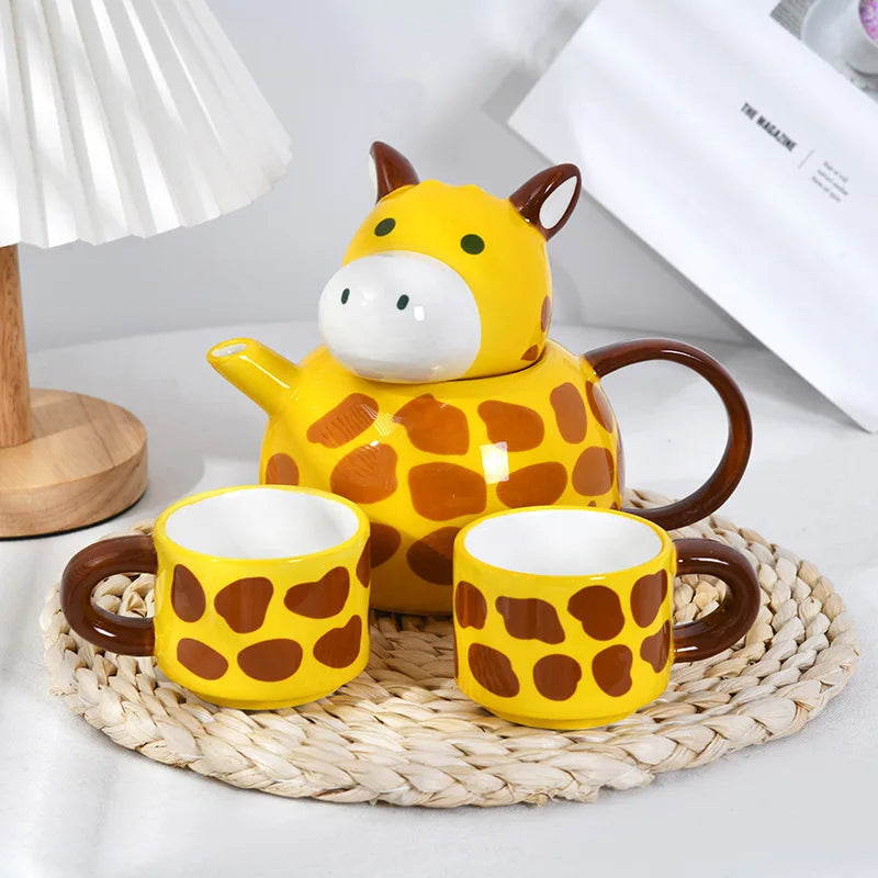 The Long Sip Set – Creative Giraffe Ceramic Mug & Pot Combo