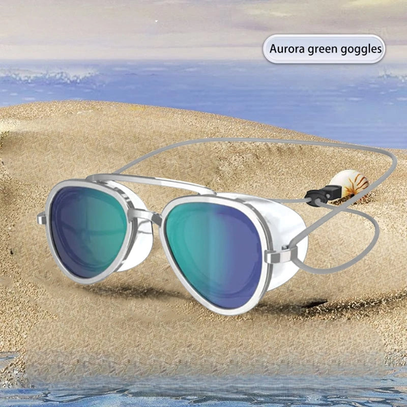 Aviator style swimming goggles