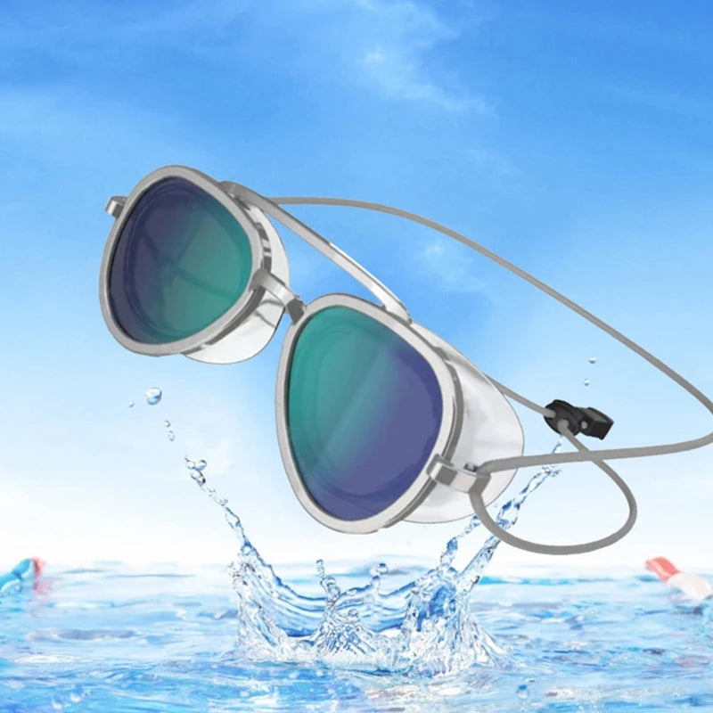 Aviator style swimming goggles
