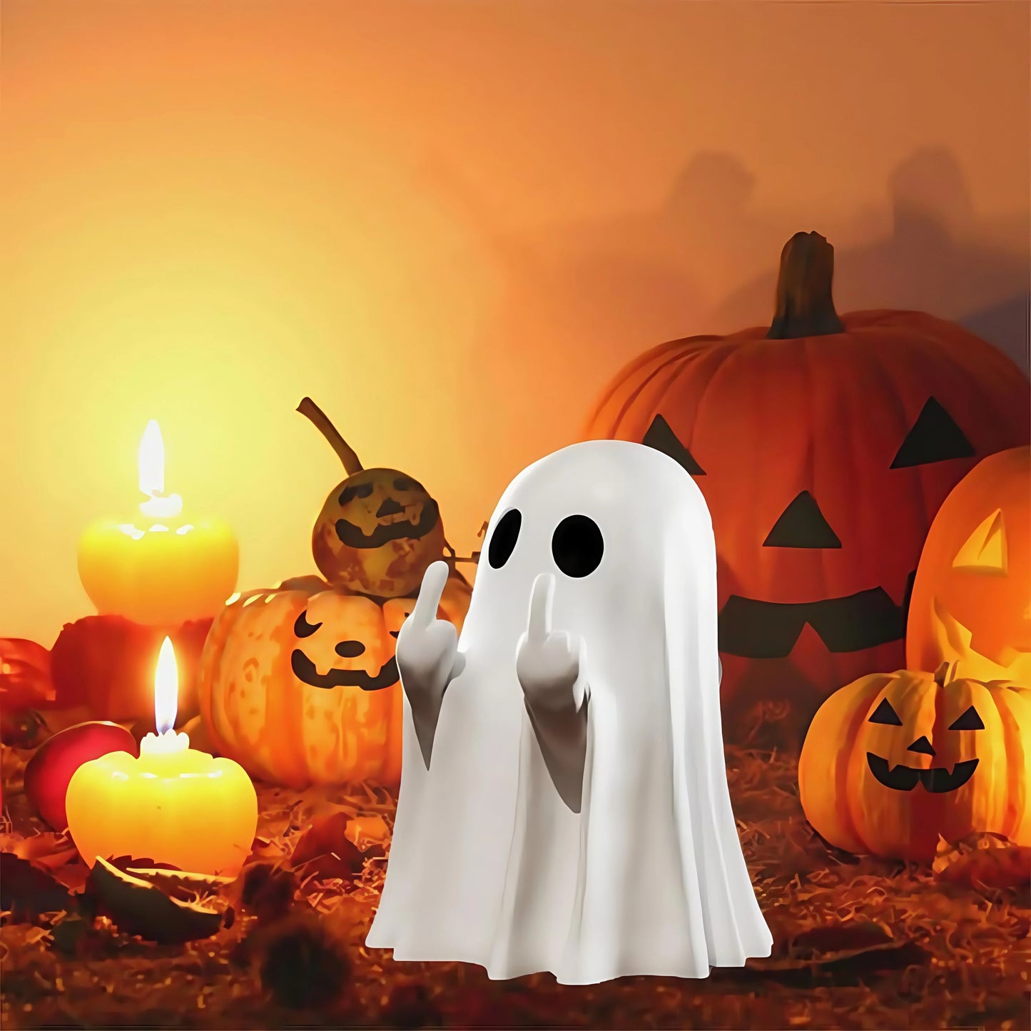 Cute Middle Finger Ghost Statue