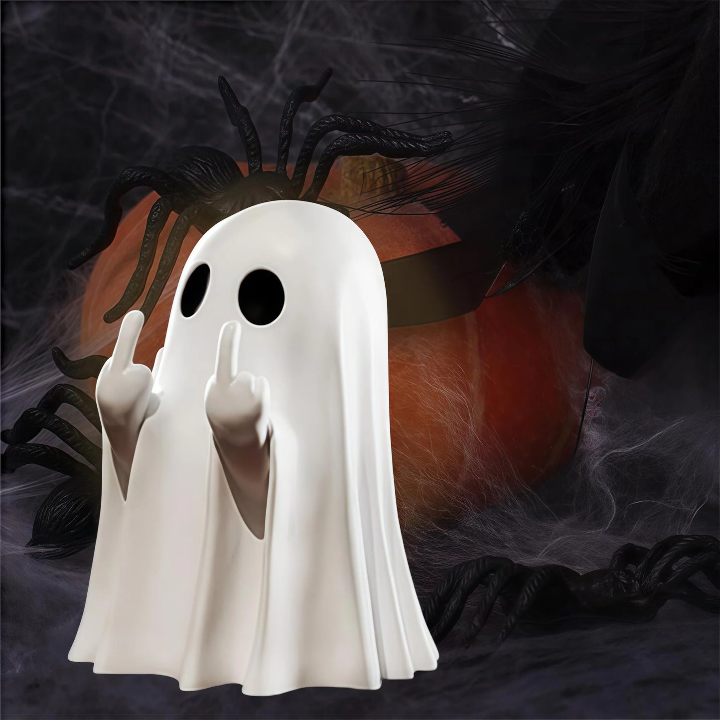 Cute Middle Finger Ghost Statue