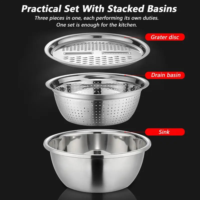 3 in 1 Colanders Basin