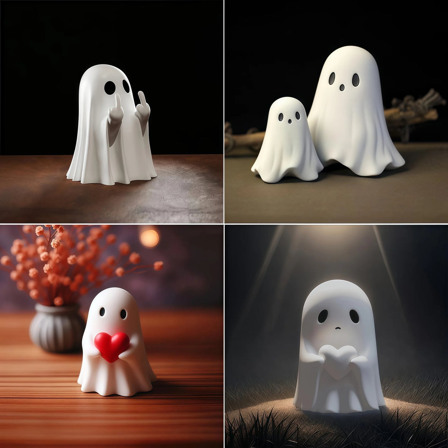 Cute Middle Finger Ghost Statue