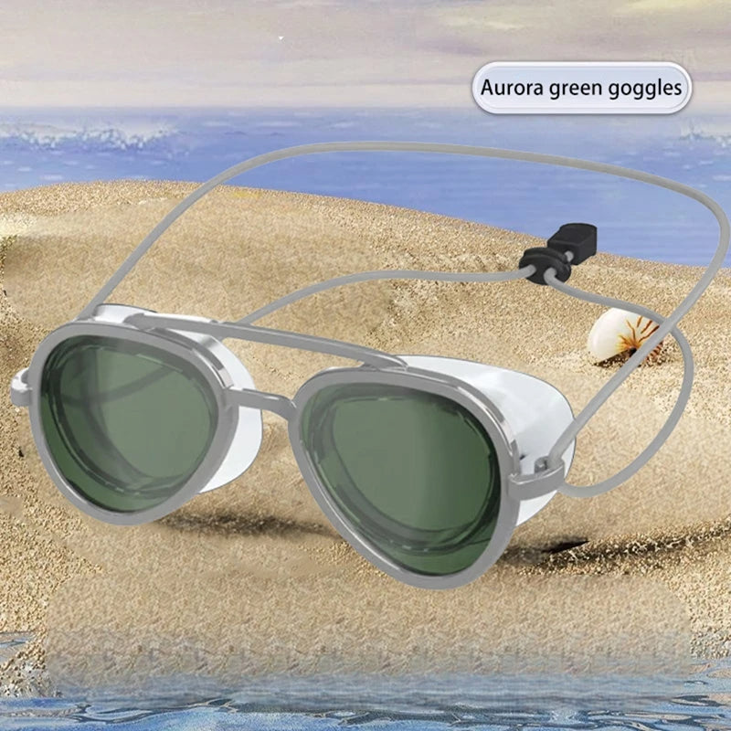 Aviator style swimming goggles