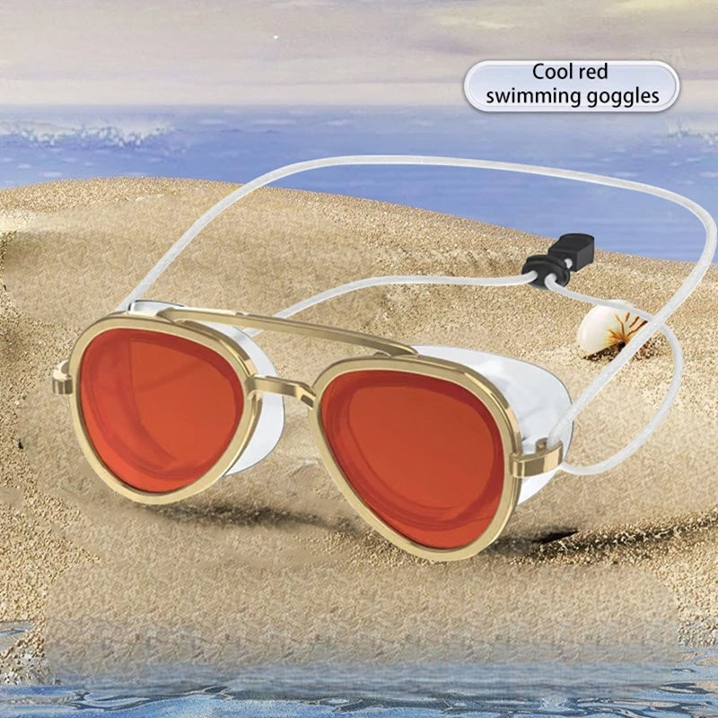 Aviator style swimming goggles