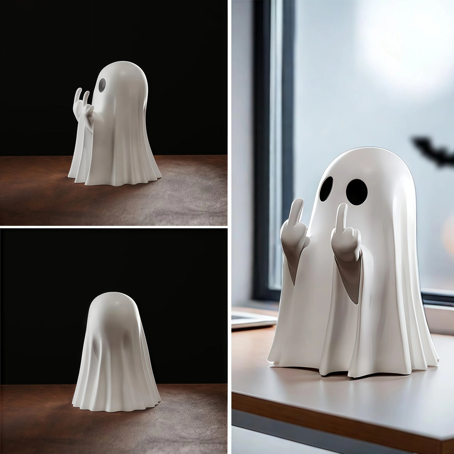 Cute Middle Finger Ghost Statue