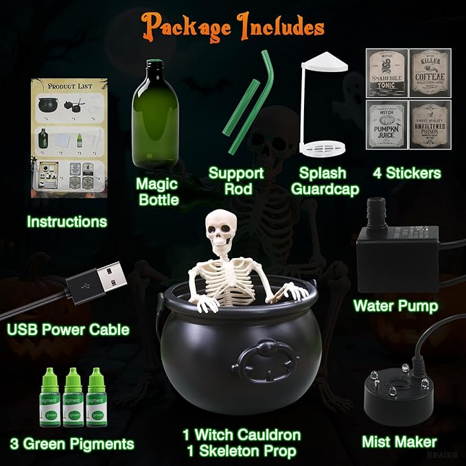Halloween skeleton magic pot