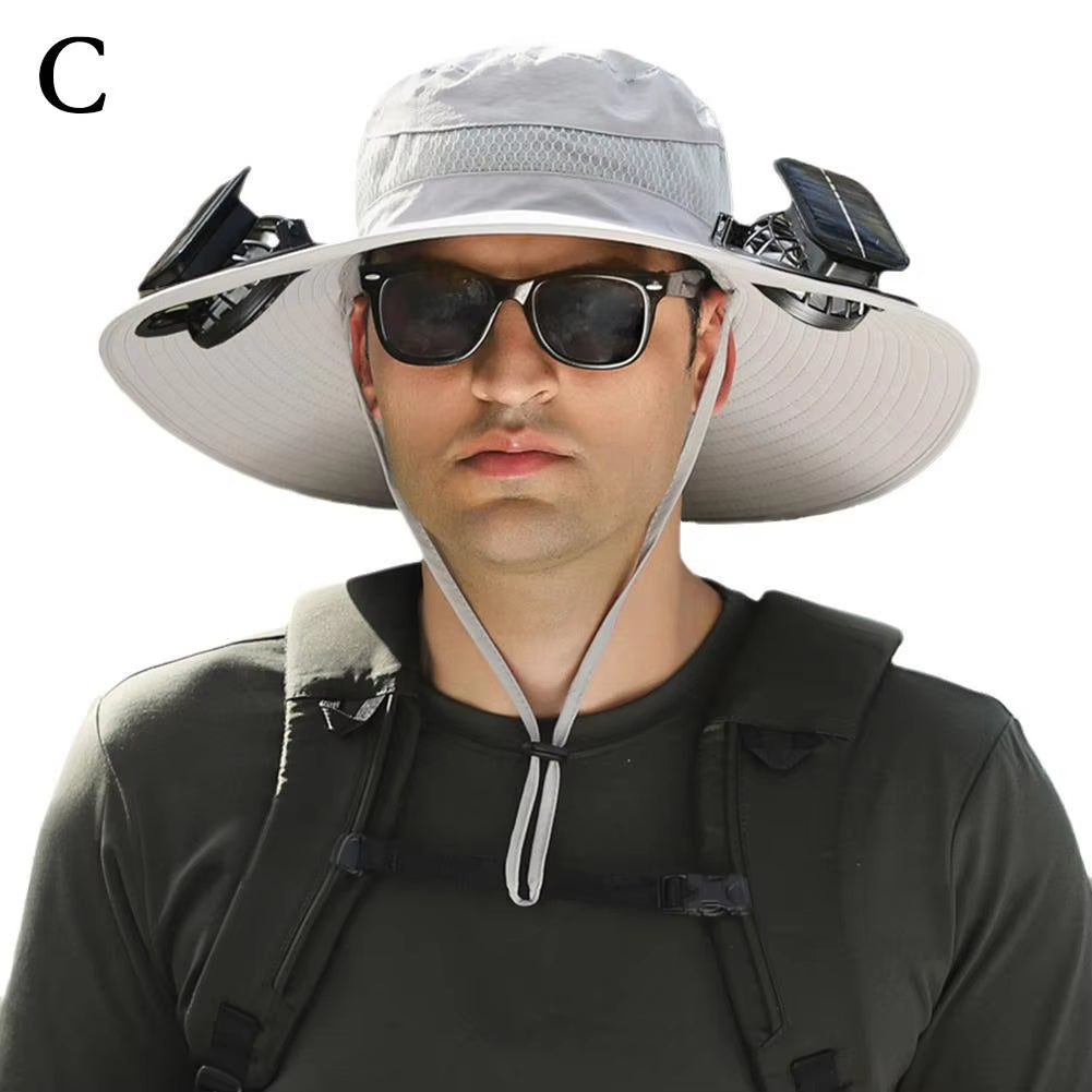 Solar hat fan