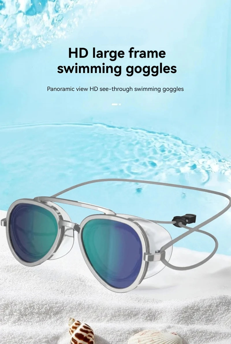 Aviator style swimming goggles