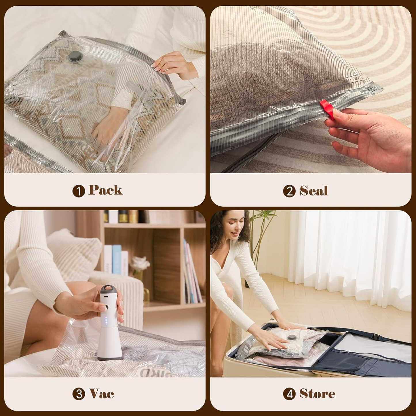 Suitcase Compression Set (9 Bags + Vacuum Pump)