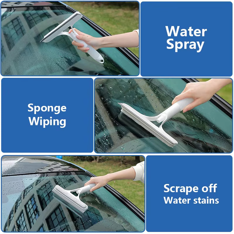 3 In 1 Glass Cleaning in built Spray Bottle and silicone wipe