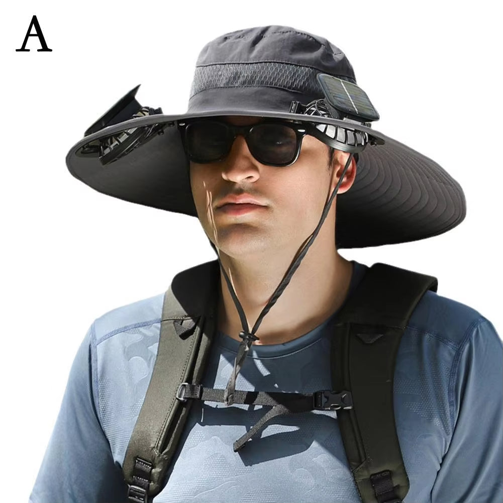 Solar hat fan