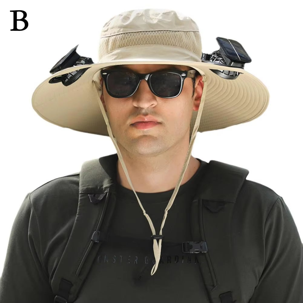 Solar hat fan