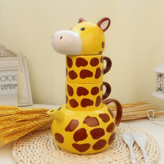 The Long Sip Set – Creative Giraffe Ceramic Mug & Pot Combo