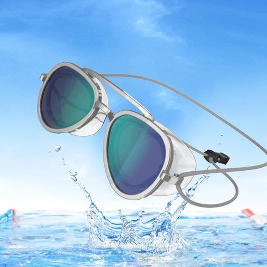 Aviator style swimming goggles