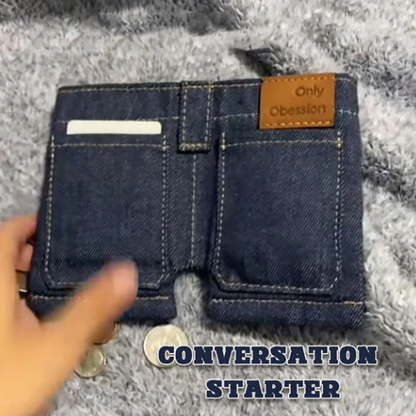 Mini jean wallet funny card holder