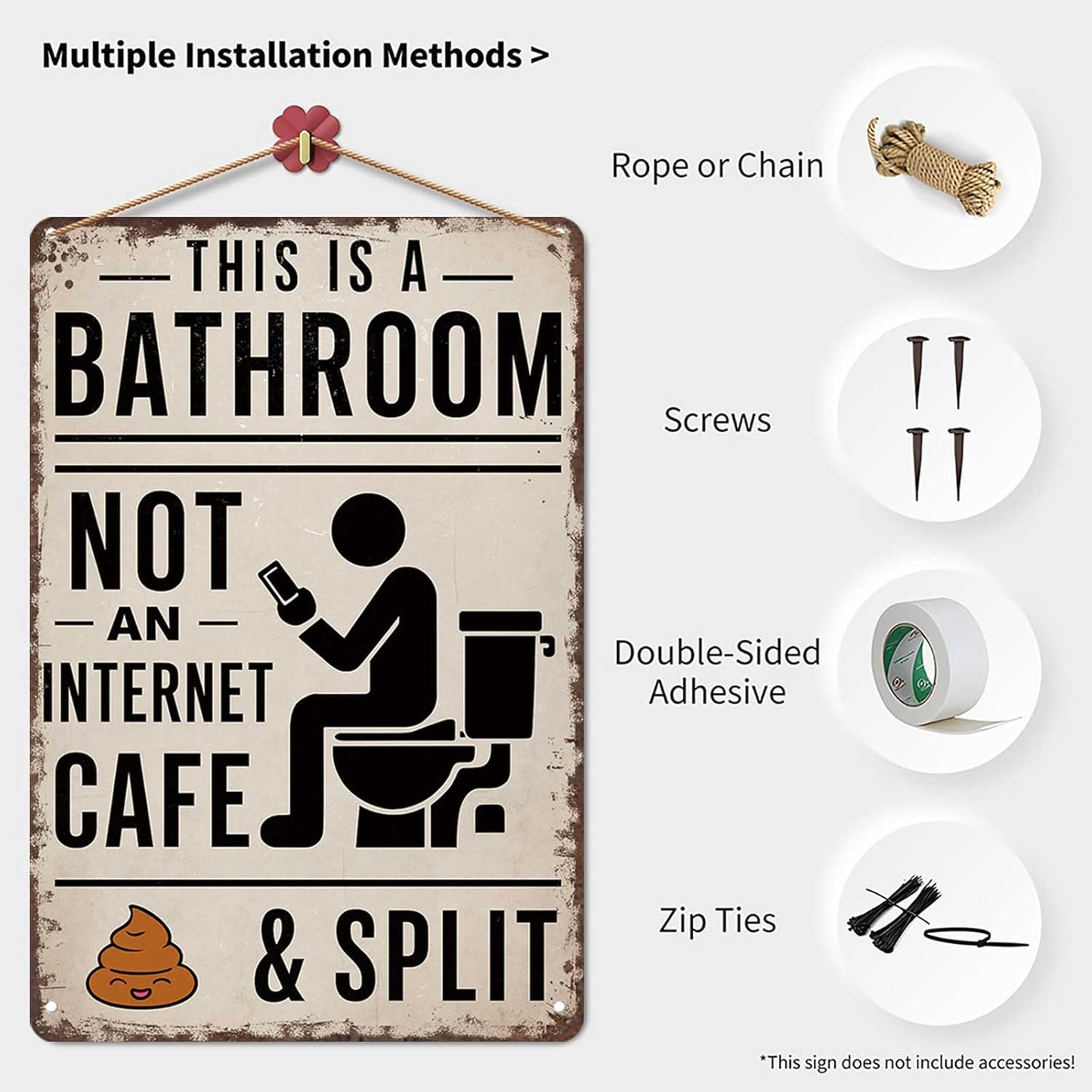 Funny bathroom sign -8X12inch