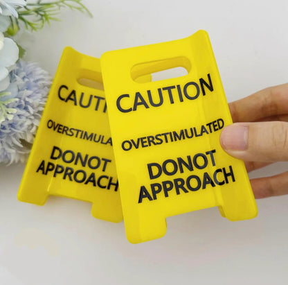 Caution Overstimulated Yellow Sign Hair Claw Clip