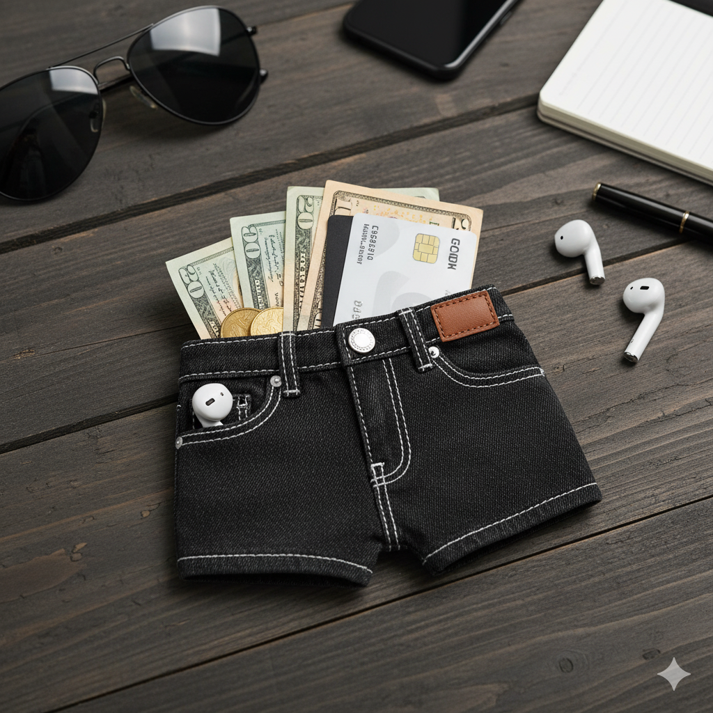 Mini jean wallet funny card holder