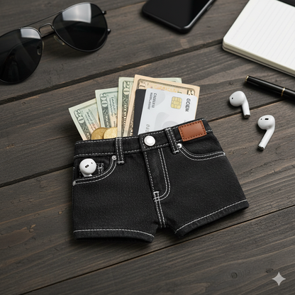 Mini jean wallet funny card holder