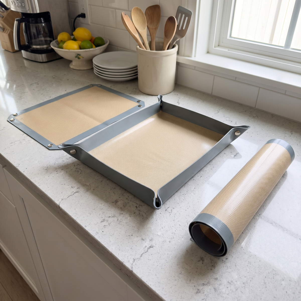 Snap-Corner Roasting Tray – Reusable Non-Stick Baking Mat